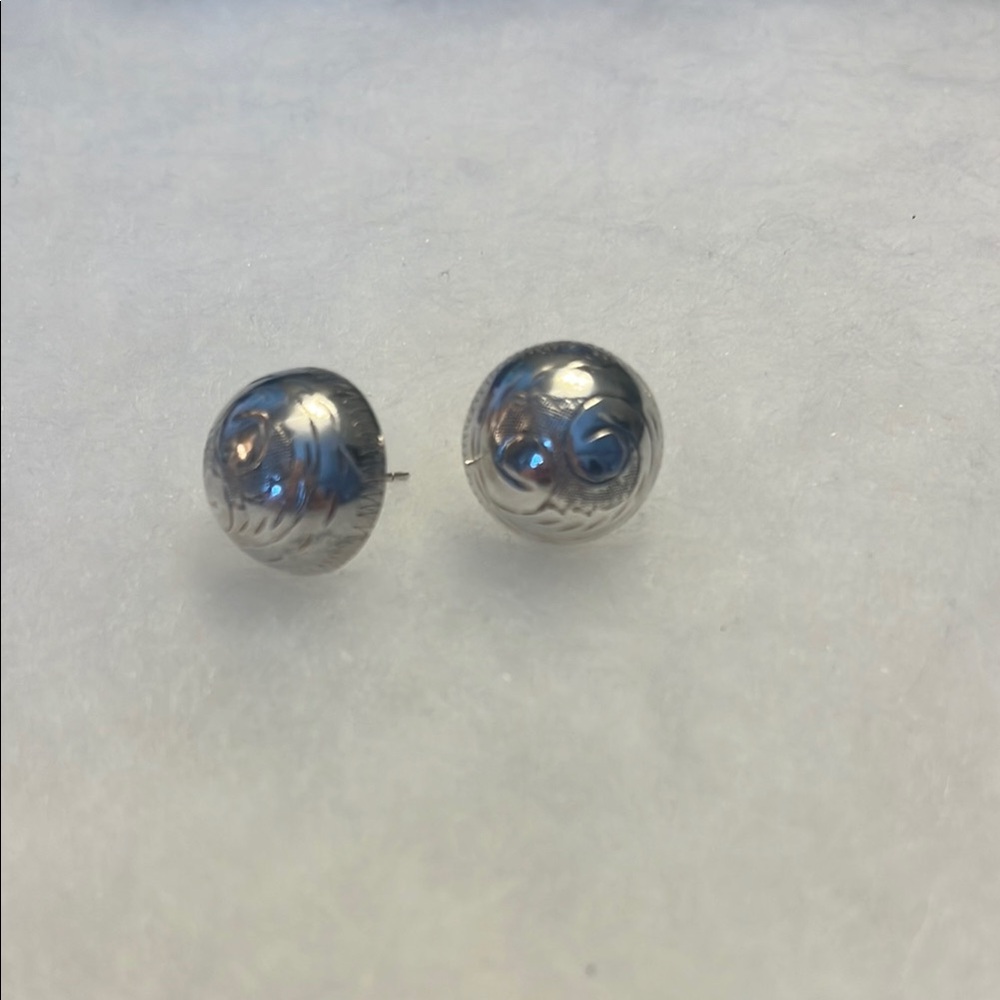 Silver Spherical Earrings with Detail